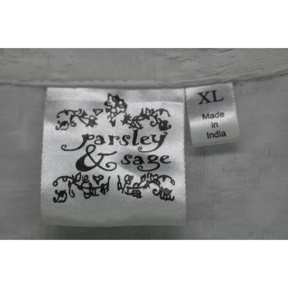 Parsley & Sage Women's White Button-Up Belled Sleeve Top-Size XL - Picture 3 of 10